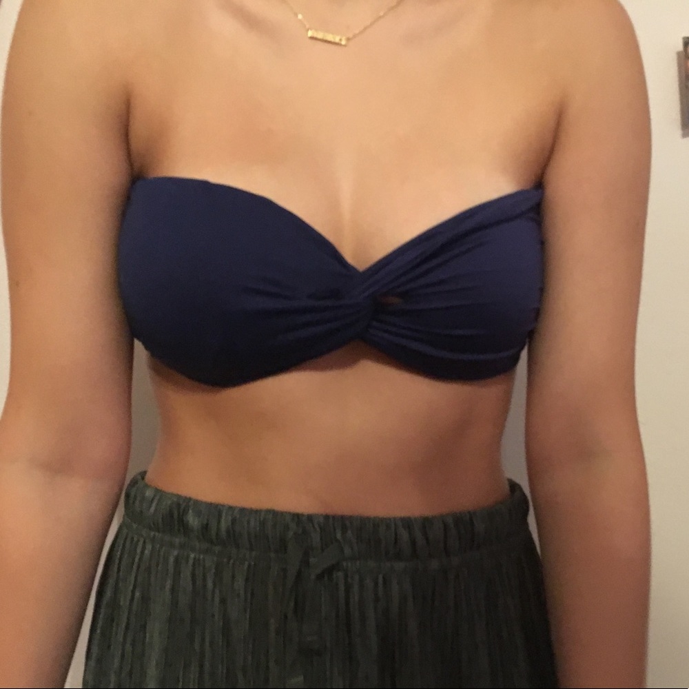 Navy Strapless Bikini Top